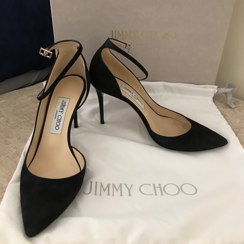 Jimmy Choo Lucy Sue Black Suede Heels
